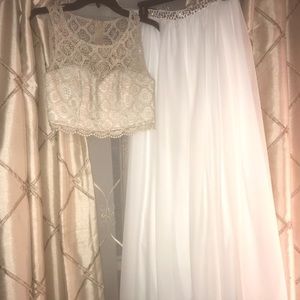 2 piece White And Gold dress